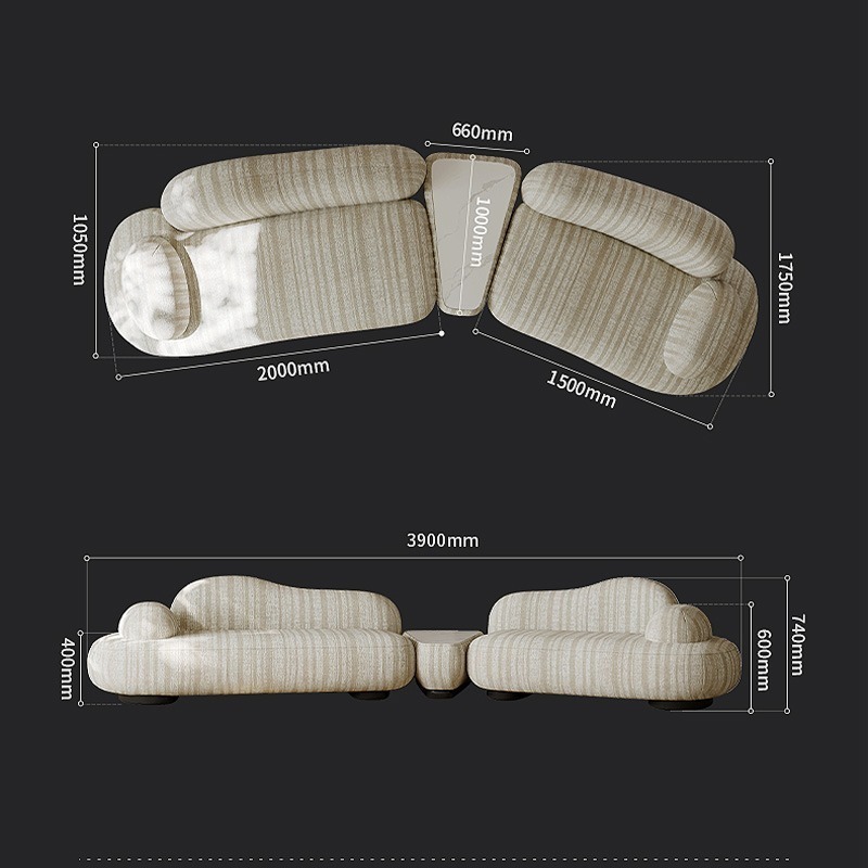 CRABA curved fabric sofa product image 2