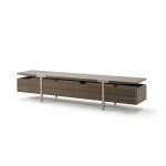 BUNISE ITALY Metal TV Stand Smoked Oak Solid Wood BG1204