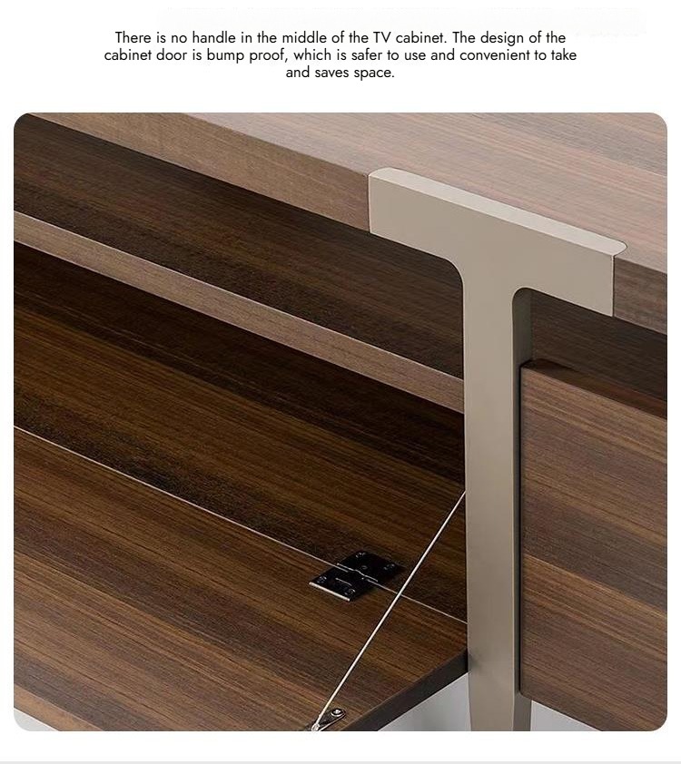 BUNISE ITALY Metal TV Stand Smoked Oak Solid Wood BG1204 产品图片