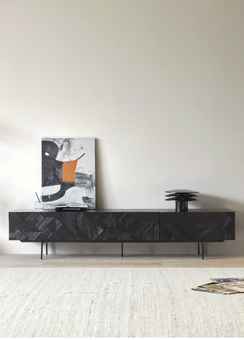 Bunise Black Real Wood TV Cabinet BG1209 产品图片