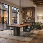 BUNISE Black Walnut Log Rectangular Dining Table BUD0901