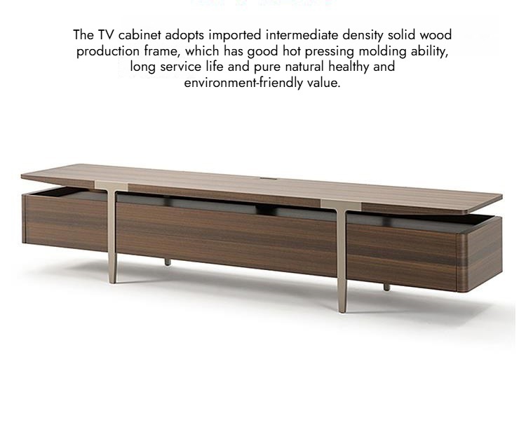 BUNISE ITALY Metal TV Stand Smoked Oak Solid Wood BG1204 产品图片