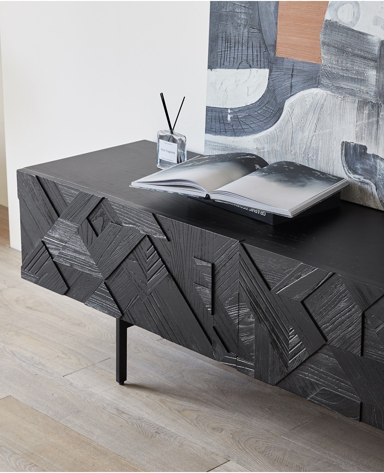 Bunise Black Real Wood TV Cabinet BG1209 产品图片