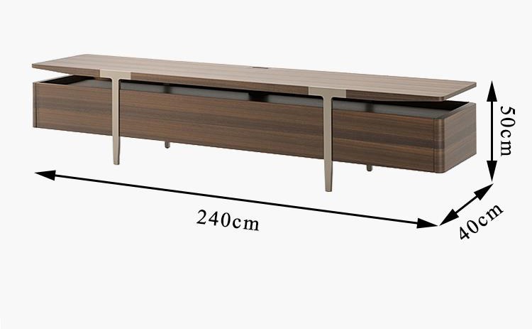 BUNISE ITALY Metal TV Stand Smoked Oak Solid Wood BG1204 产品图片
