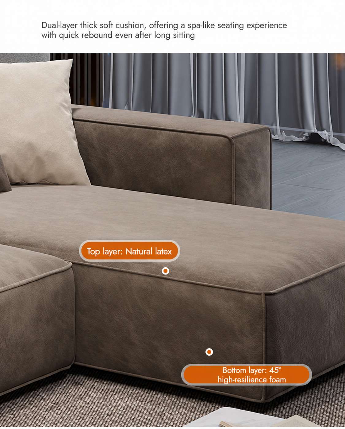 Cubist seat and base close-up with cushion-layer annotations