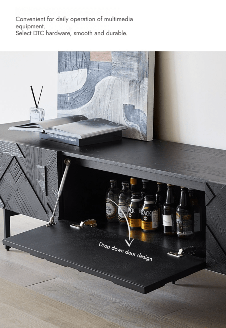 Bunise Black Real Wood TV Cabinet BG1209 产品图片