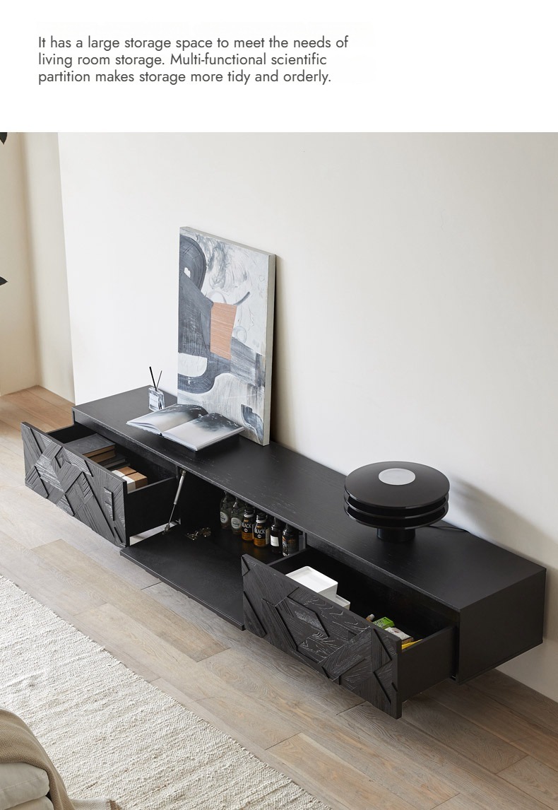 Bunise Black Real Wood TV Cabinet BG1209 产品图片