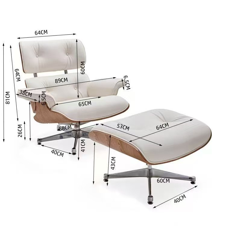 Eames lounge chair and ottoman dimension diagram