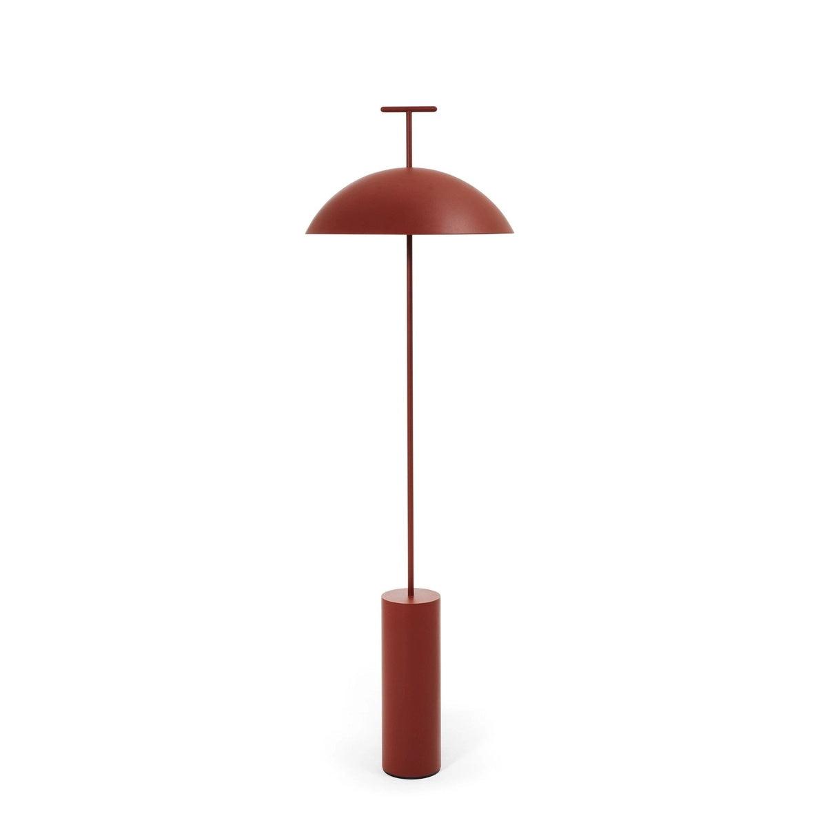 Doma floor lamp in dark red with a dome shade and cylindrical base