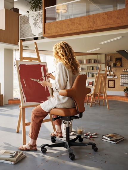 Bunise Arco leather executive chair with a wraparound backrest and contoured seat