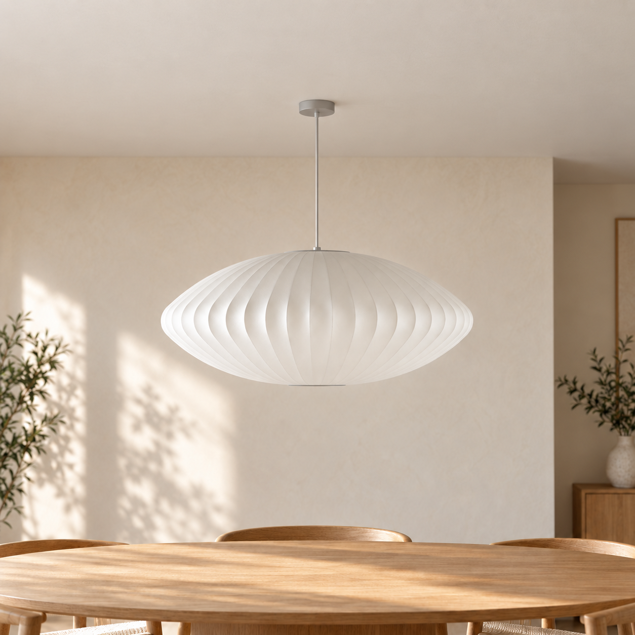 AI-generated design visualization of Avela Saucer Pendant Lamp; final configuration subject to confirmation