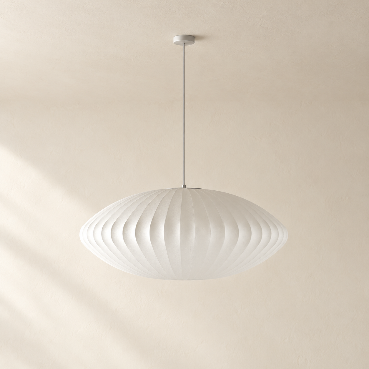 AI-generated design visualization of Avela Saucer Pendant Lamp; final configuration subject to confirmation