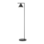 Black cone-shade floor lamp with a slender stem and round base