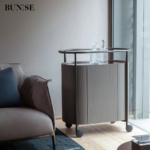 BUNISE Italian Mobile Pantry Cabinet with Wheels Sideboard BG1216