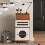 Bunise Wooden Storage Cabinet Minimalist Modern Design for Living Room or Café Natural Wood White Color Free Nationwide Delivery