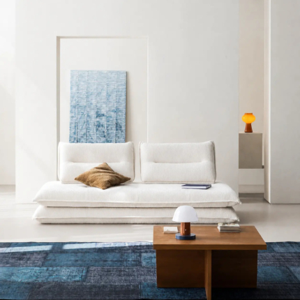 Loria convertible sofa bed in Moon White chenille