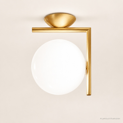 Orin globe ceiling light in Gold, AI product illustration