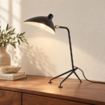 Nera Tripod Table Lamp on a walnut console