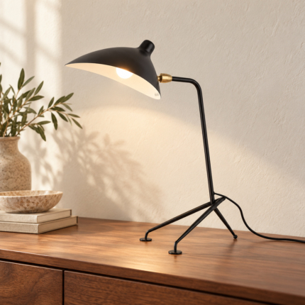 Nera Tripod Table Lamp on a walnut console