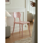 Cherry blossom pink Clay dining chair with curved legs and an open back