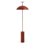 Doma floor lamp in dark red with a dome shade and cylindrical base