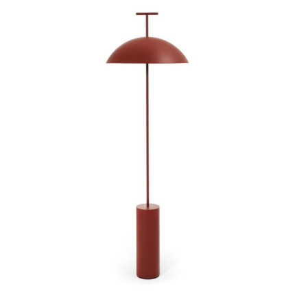Doma floor lamp in dark red with a dome shade and cylindrical base