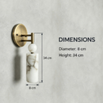 Veyra wall lamp dimensions: 8 cm diameter and 34 cm height