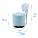 Landi vanity stool dimensions: 52 by 60 by 79 cm, with a 47 cm seat height