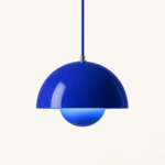Pavo Double-Dome Pendant Lamp in blue, studio form study, AI design visualization