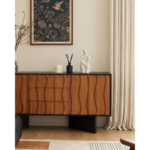 Right side of the wave-front sideboard showing the black geometric base.
