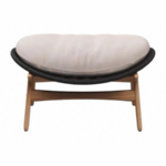 Outdoor footrest with dark woven surround and light cushion