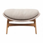 Outdoor footrest with light woven surround and light cushion