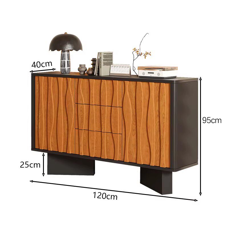 Carved wave-front sideboard dimensions: 120 cm long, 40 cm deep and 95 cm high.