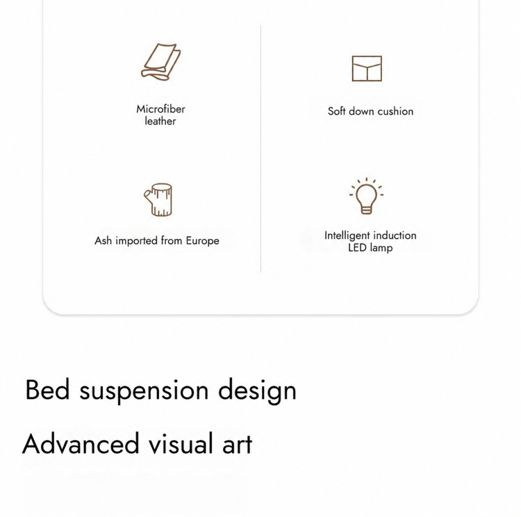 Reposa material and design overview labelled Microfiber leather